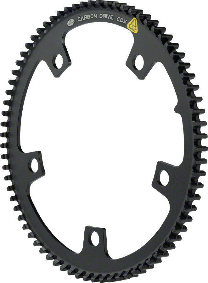 Gates Carbon Drive CDX CenterTrack Front Belt Drive Ring - 74t, 5-Bolt, 130mm BCD, Black, For Tandems