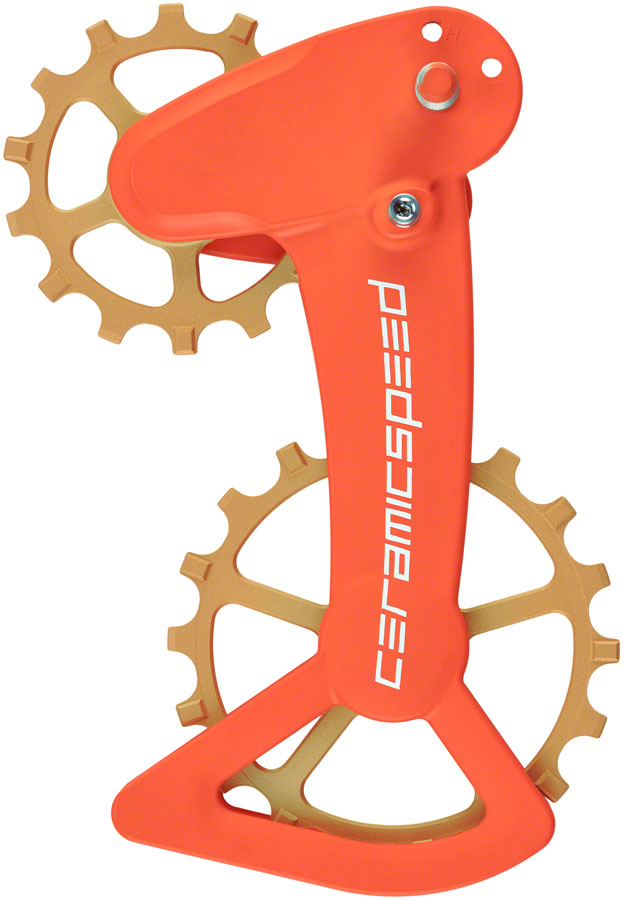 CeramicSpeed OSPW X Pulley Wheel System for Shimano XT/XTR 1x12 - Coated Races, Alloy Pulley, Carbon Cage, Orange/Bronze Cerakote