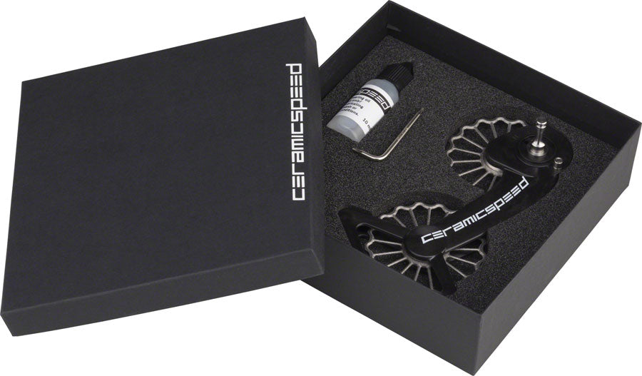 CeramicSpeed OSPW Pulley Wheel System for SRAM eTap - Coated Races, 3D Printed Titanium Pulley, Carbon Cage, Ti