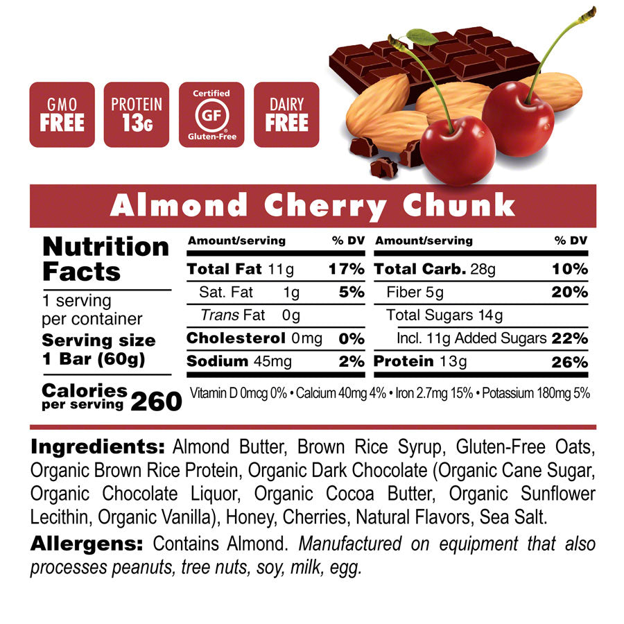 Bonk Breaker Plant Based Protein Bar - Almond Cherry Chunk, Box of 12