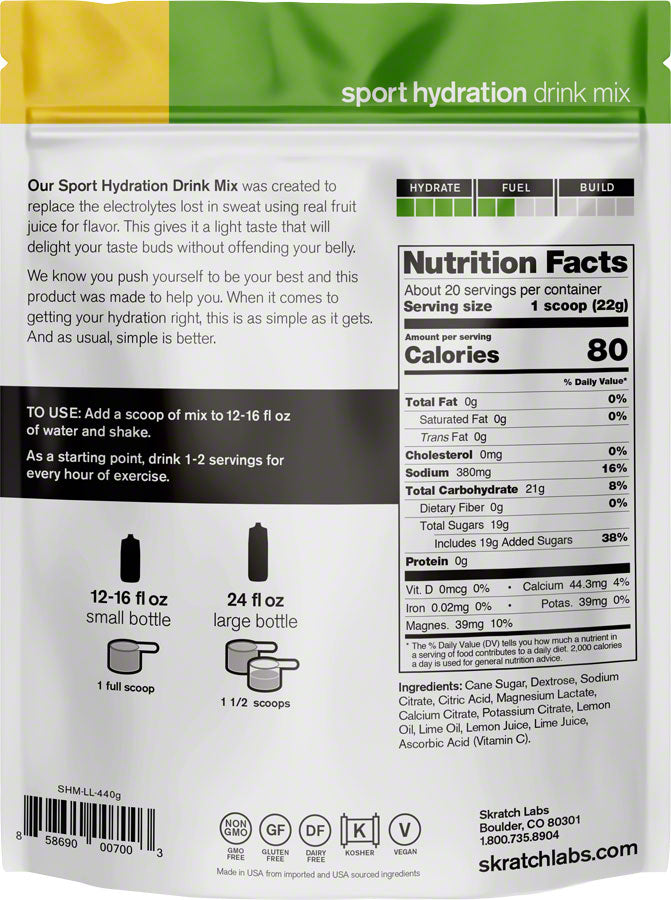 Skratch Labs Sport Hydration Drink Mix: Lemons and Limes, 20-Serving Resealable Pouch