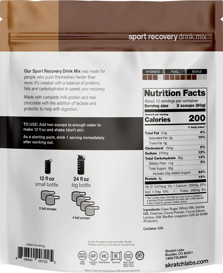 Skratch Labs Sport Recovery Drink Mix: Chocolate, 12-Serving Resealable Pouch