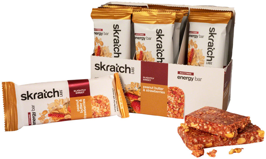 Skratch Labs Anytime Energy Bar: Peanut Butter and Strawberries, Box of 12