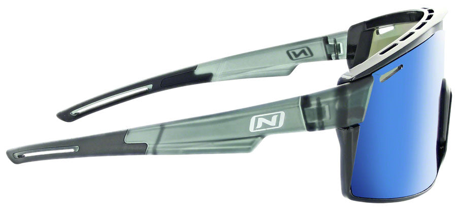 Optic Nerve Fixie Max Sunglasses - Matte Crystal Gray, Shiny Black Lens Rim, Smoke Lens with Green Mirror