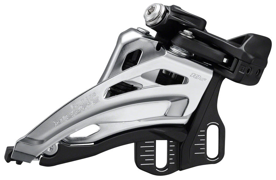 Shimano Deore FD-M4100-E Front Derailleur - 10-Speed, Double, Side Swing, Front Pull, E-Type Mount, Silver/Black