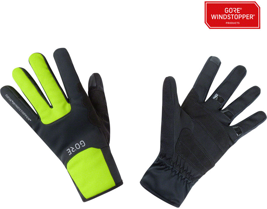 GORE M WINDSTOPPER Thermo Gloves - Black/Neon Yellow, Full Finger, Small