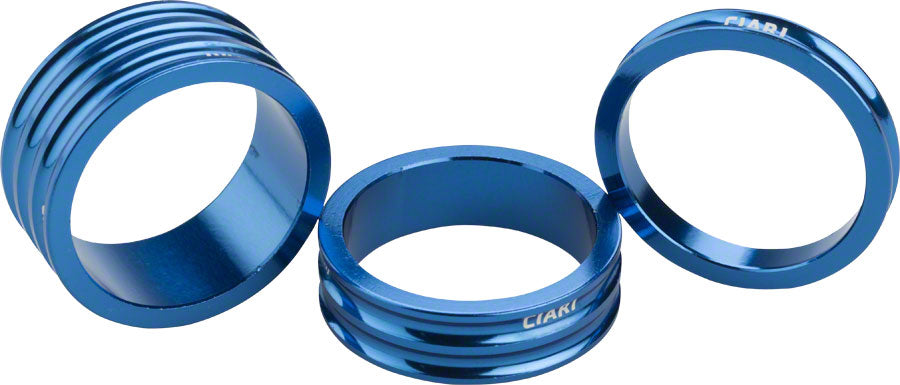 Ciari Anelli 1-1/8" Headset Spacers Blue 5mm, 10mm and 15mm Spacer Kit