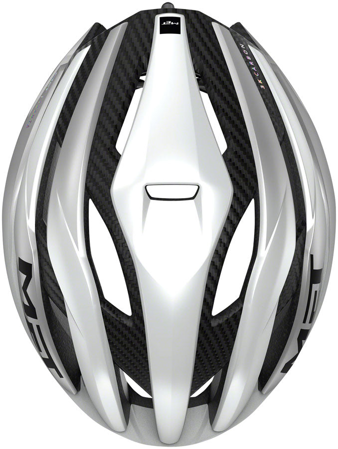 MET Trenta 3K Carbon MIPS Helmet - White/Silver Metallic, Matte, Large