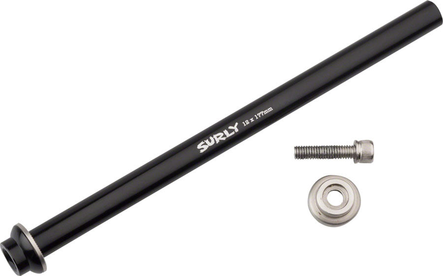 Surly Rear Thru-Axle - 12x177 mm, Stainless, Black