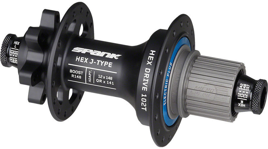 Spank Hex J-Type Rear Hub - 12 x 148mm, 6-Bolt, Micro Spline, E-Plus, Black, 32H