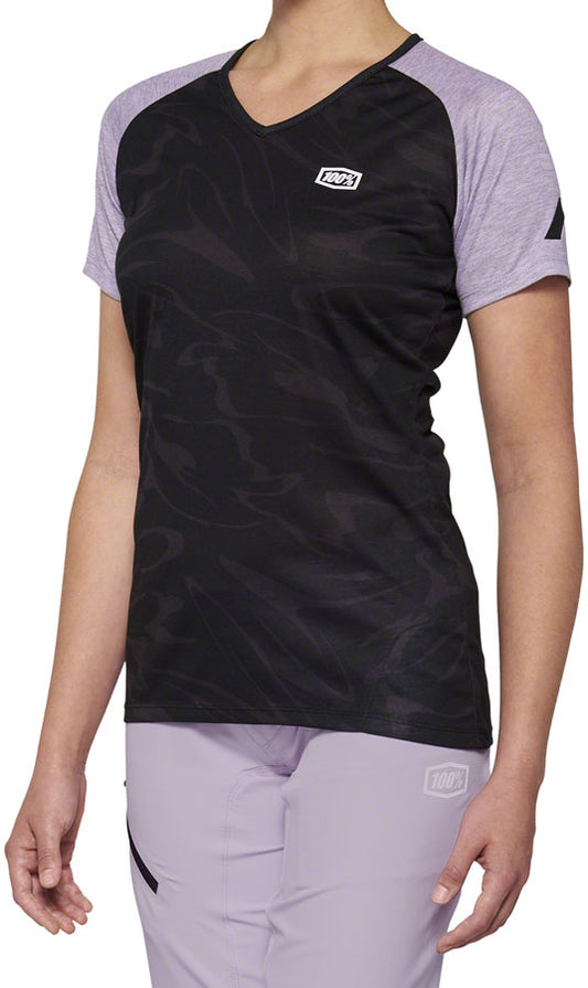 100% Airmatic Jersey - Black/Lavender, Short Sleeve, Women's, Large