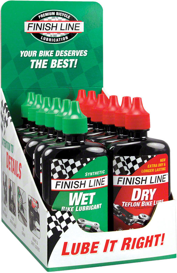 Finish Line Wet and Dry Bike Chain Lube - 4 fl oz, Drip, Box of 12 Velo Mine Finish Line Wet and Dry Bike Chain Lube - 4 fl oz, Drip, Box of 12 Velo Mine