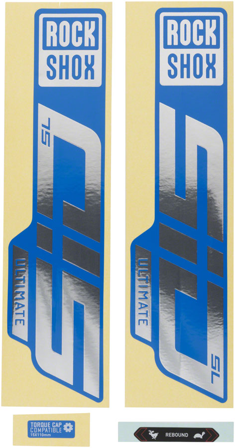 Rockshox Fork Decal Kit - SID SL Ultimate, 27.5"/29", Gloss Polar Foil/Blue