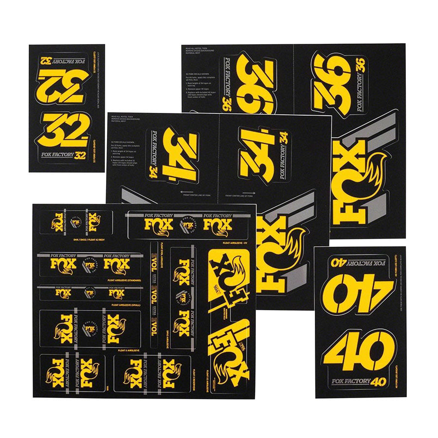 FOX Heritage Decal Kit for Forks and Shocks, Yellow