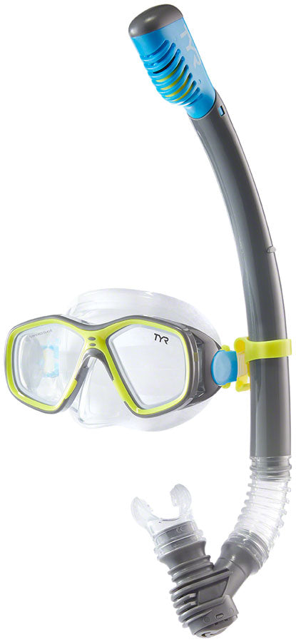 TYR Recreational Mask Snorkel Set - Junior, Yellow/Grey/Blue