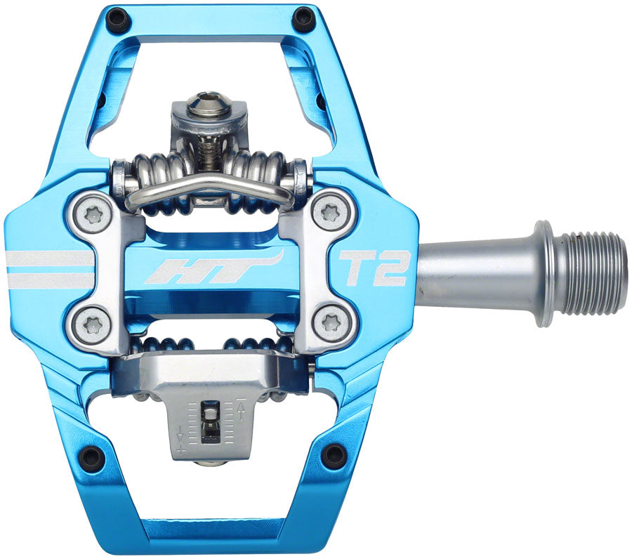 HT Components T2 Dual Sided Aluminum Marine Clipless Pedals 9/16" Blue