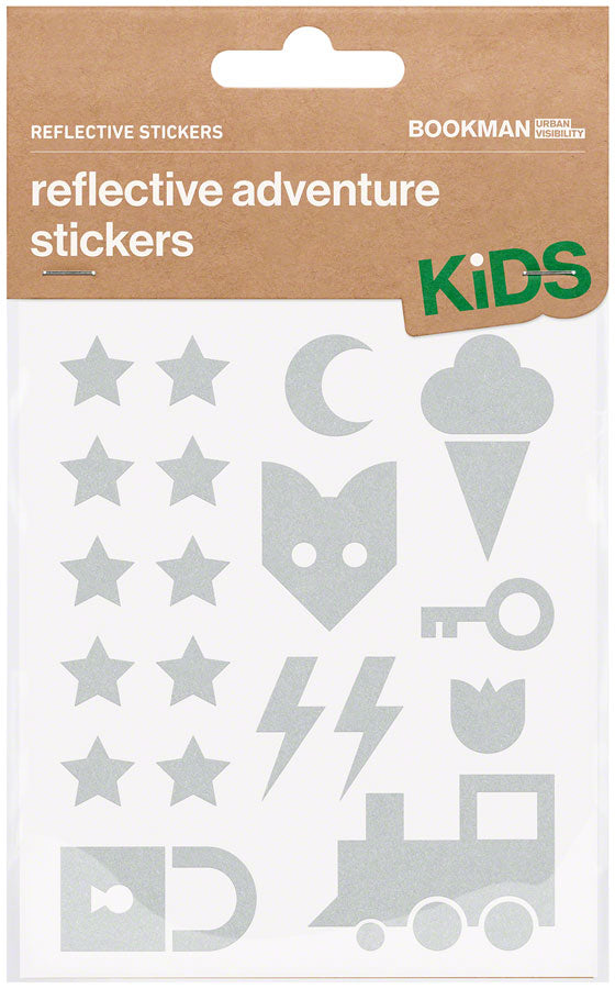 Bookman Reflective Sticker Pack - Adventure Kid's, Assorted Shapes, White