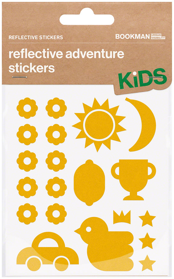 Bookman Reflective Sticker Pack - Adventure Kid's, Assorted Shapes, Yellow