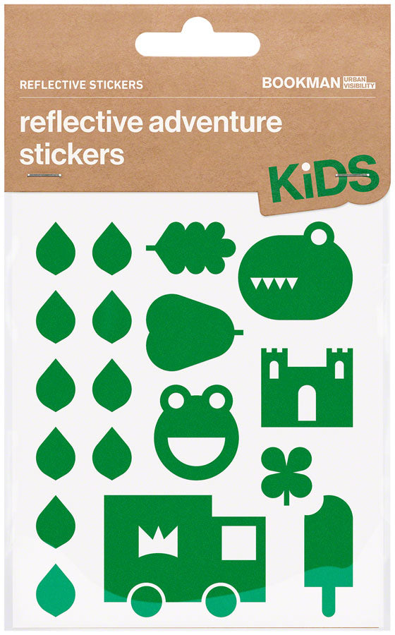 Bookman Reflective Sticker Pack - Adventure Kid's, Assorted Shapes, Green