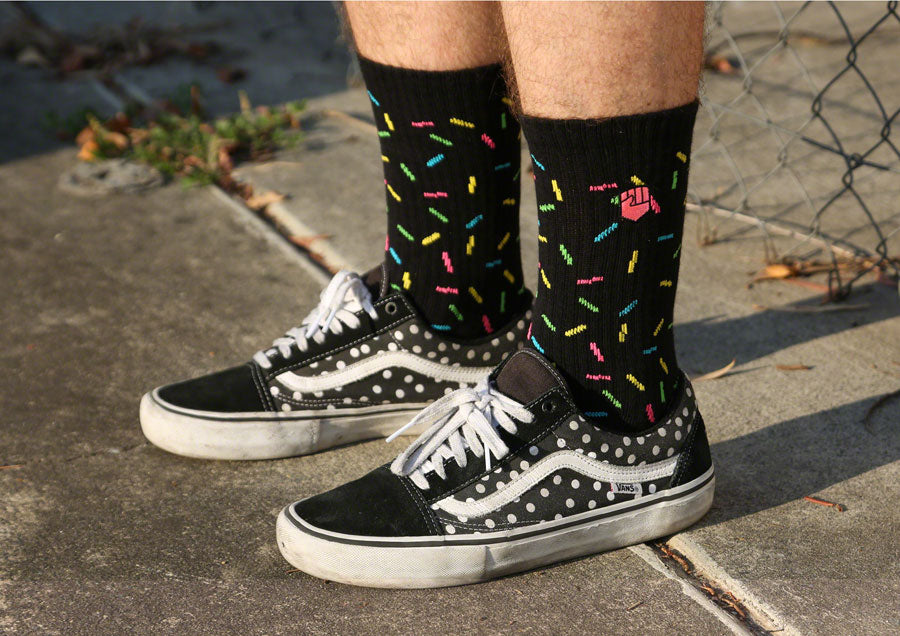 Fist Handwear Sprinkles Crew Sock - Black/Multi-Color, Large/X-Large