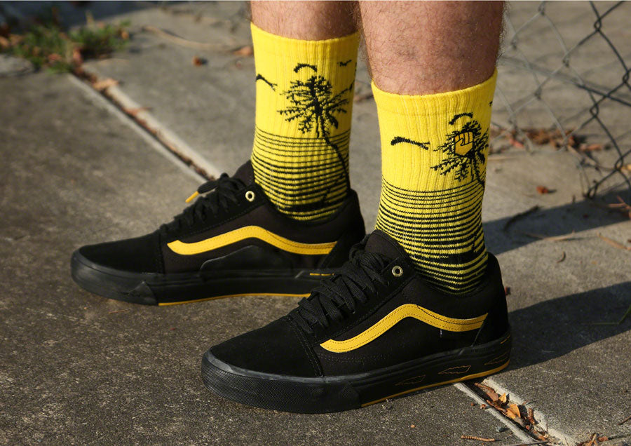 Fist Handwear Miami: Phase 2 Crew Sock - Black/Yellow, Large/X-Large
