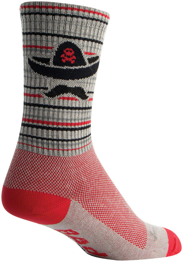 SockGuy Crew Bad Hombre Socks - 6 inch, Khaki/Red/Black, Small/Medium