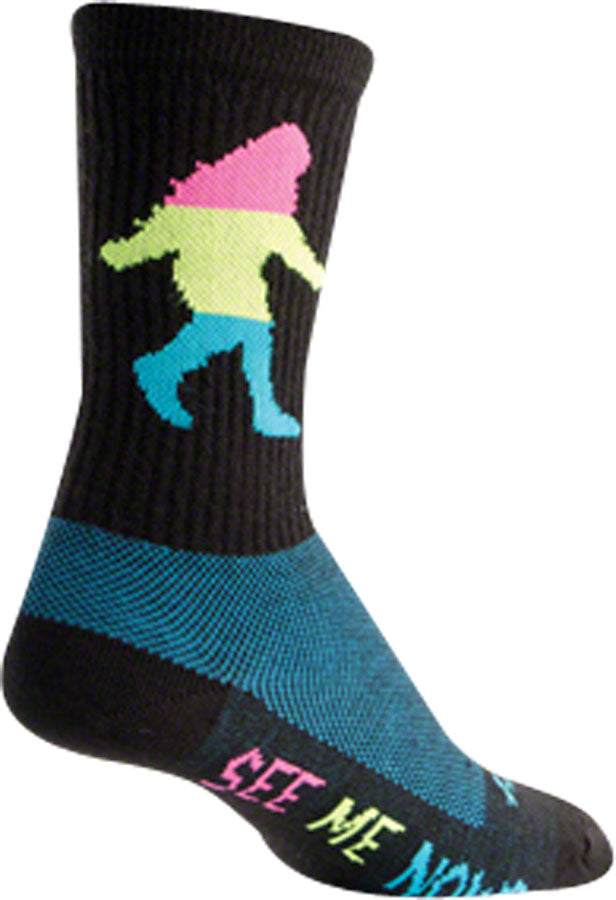 SockGuy Wool Neon Sasquatch Socks - 6 inch, Black, Small/Medium