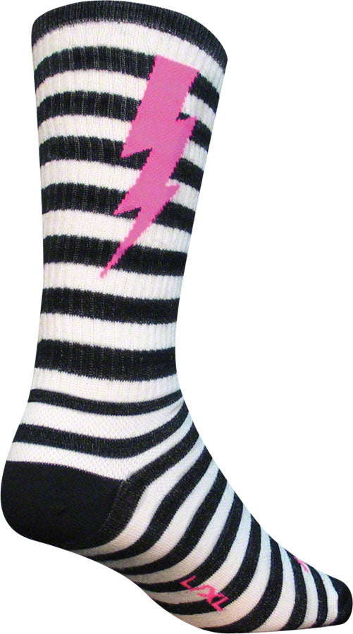 SockGuy Wool Lightning Socks - 8 inch, Black/White, Small/Medium