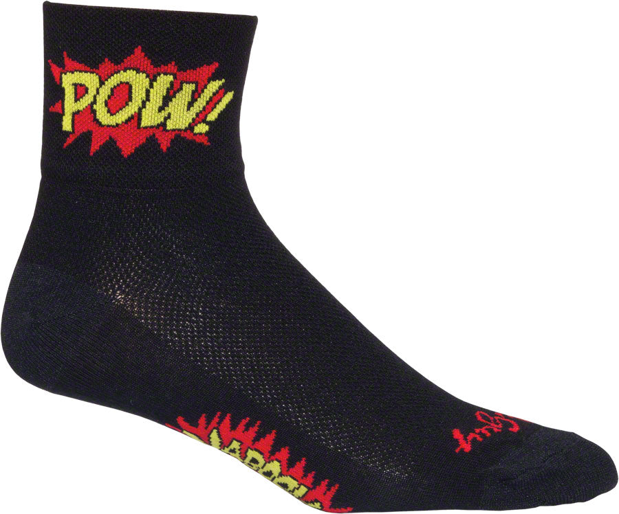 SockGuy Classic Boom Pow Socks - 3 inch, Black, Small/Medium