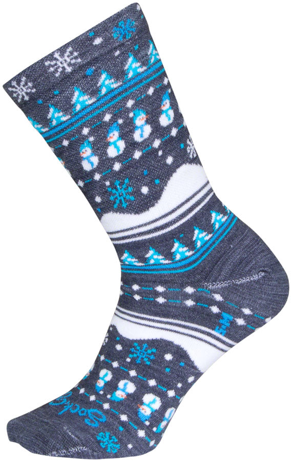 SockGuy Winter Sweater Wool Socks - 6 inch, Blue/Gray/White, Large/X-Large