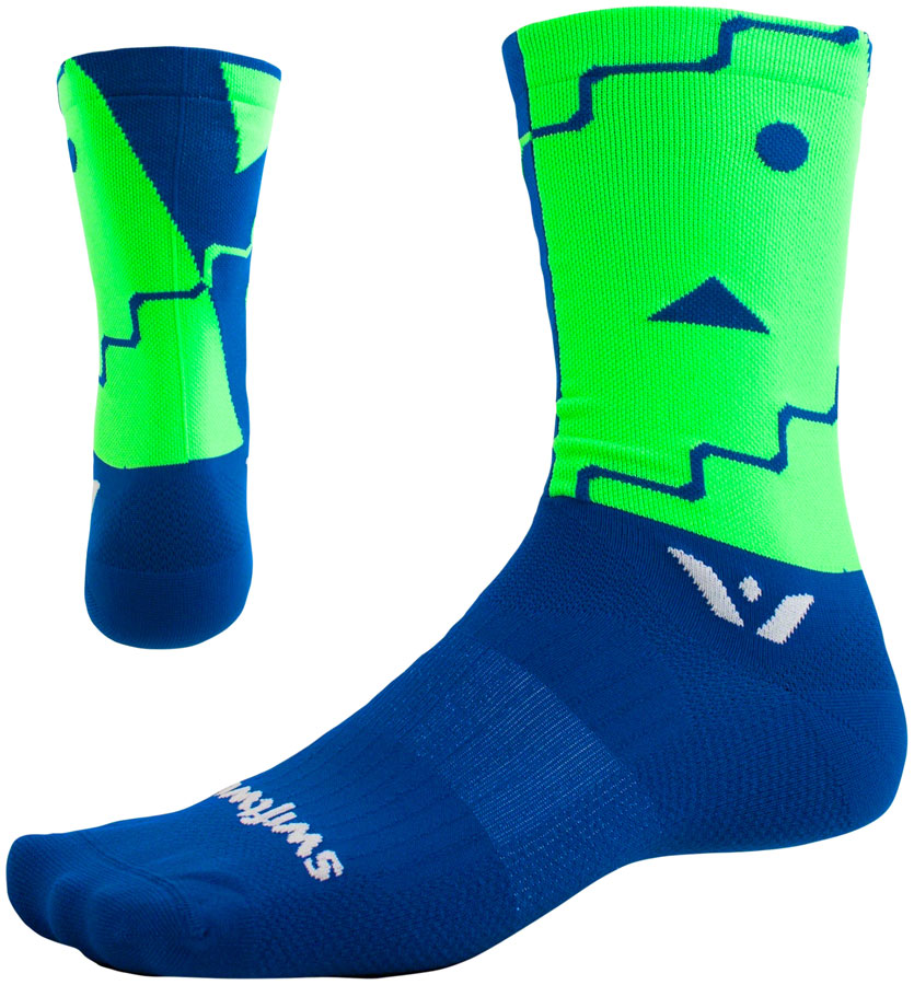 Swiftwick Vision Six Abstract Sock - 6 inch, Blue, Large