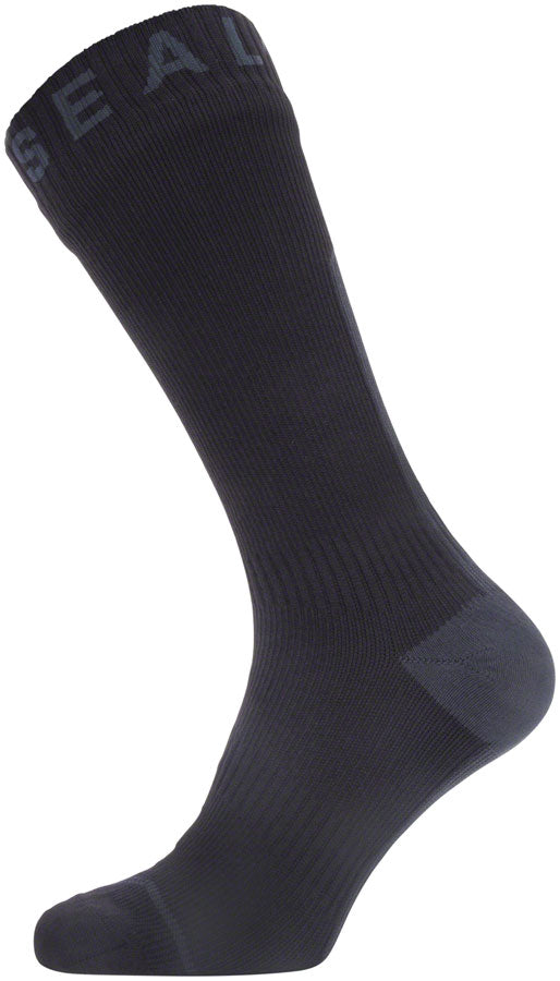 SealSkinz Waterproof All Weather Mid Length Hydrostop Socks - 5 inch, Black/Gray, Small
