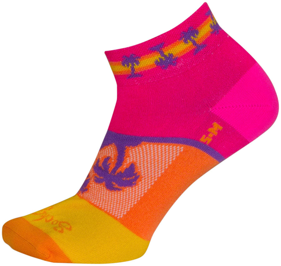 SockGuy Tropical Classic Low Socks - 1 inch, Pink/Yellow/Orange, Women's, Small/Medium