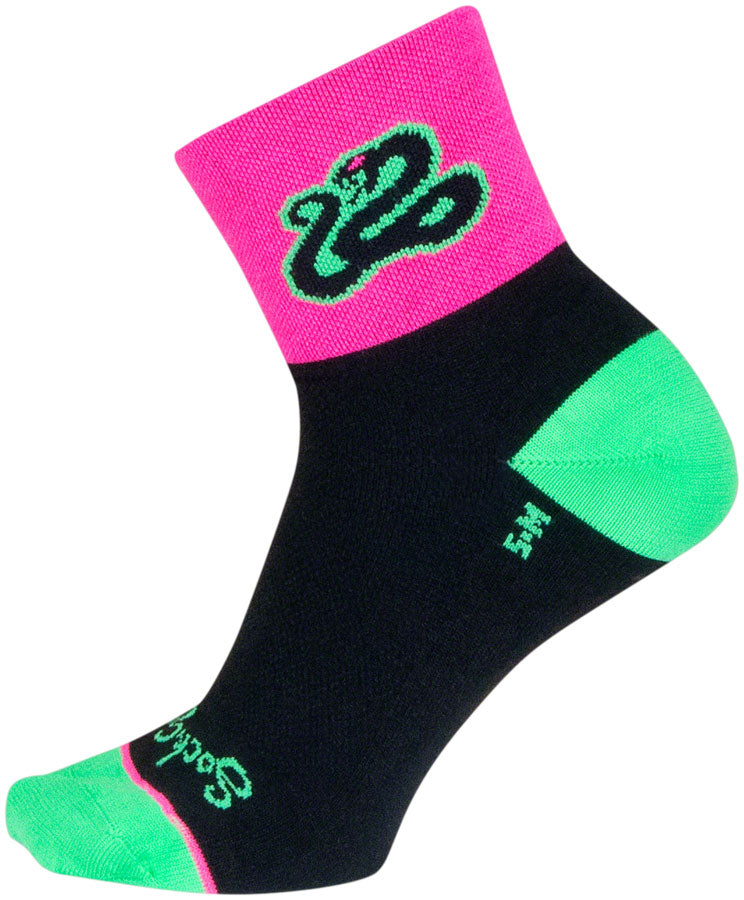 SockGuy Strike Classic Socks - 3 inch, Pink/Black/Green, Small/Medium