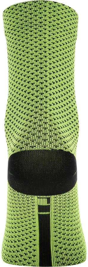 GORE C3 Dot Mid Socks - Neon Yellow/Black, 6.7" Cuff, Fits Sizes 8-9.5