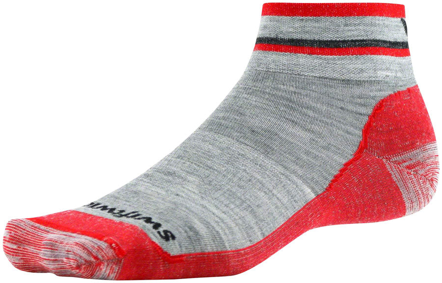 Swiftwick Pursuit Hike Ultra Light Cushion Wool Socks - 2 inch, Heather/Red, Medium