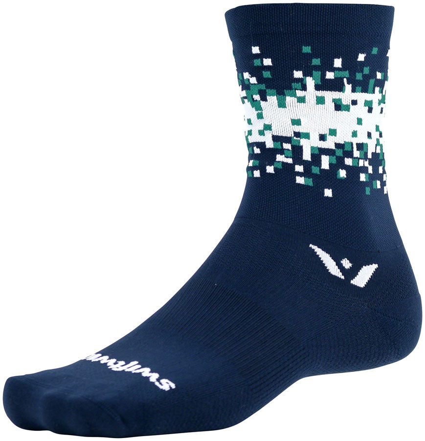 Swiftwick Vision Five Pixel Socks - 5 inch, Navy/White, Large/X-Large