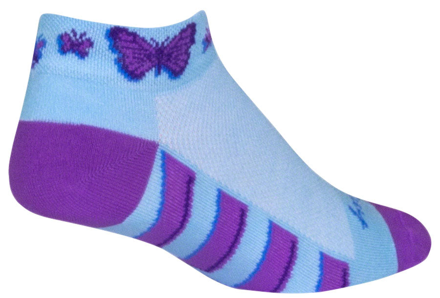 SockGuy Classic Flutterby Socks - 1 inch, Light Blue, Small/Medium