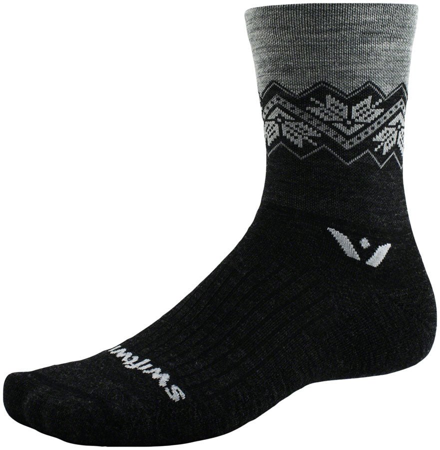 Swiftwick Vision Five Socks - 5 inch, Fair Isle Coal, Large