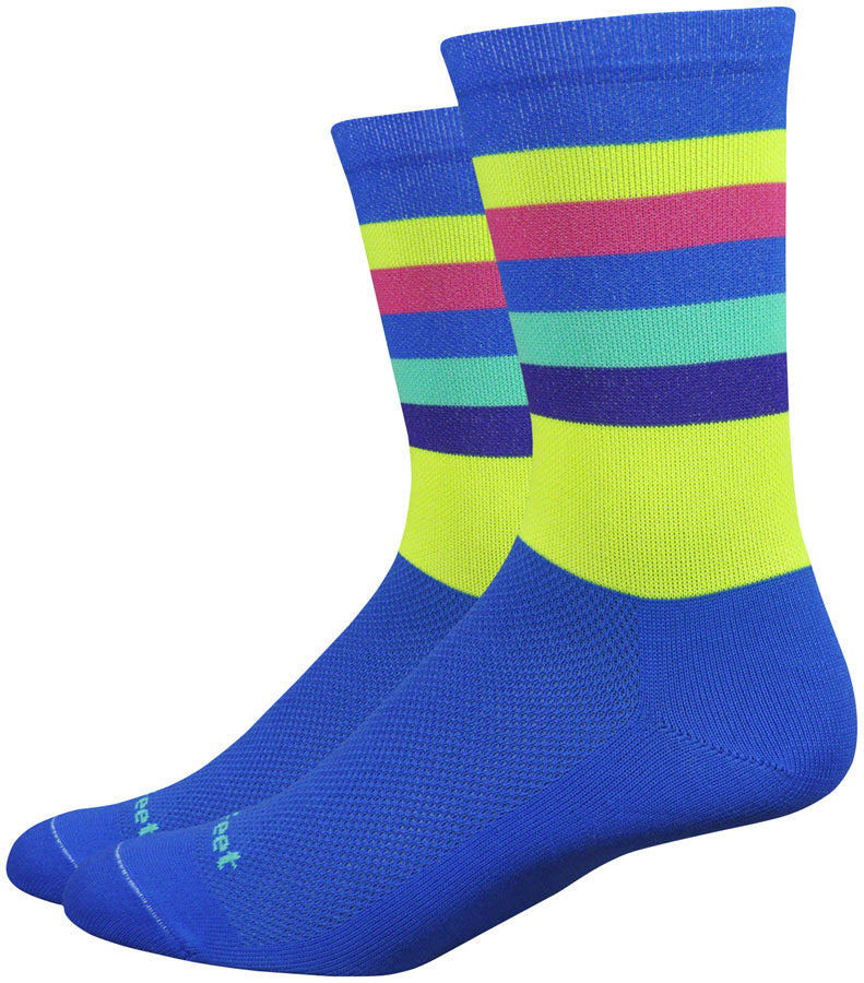 DeFeet Aireator Maverick Socks - 6 inch, Blue/Hi-Vis, Medium