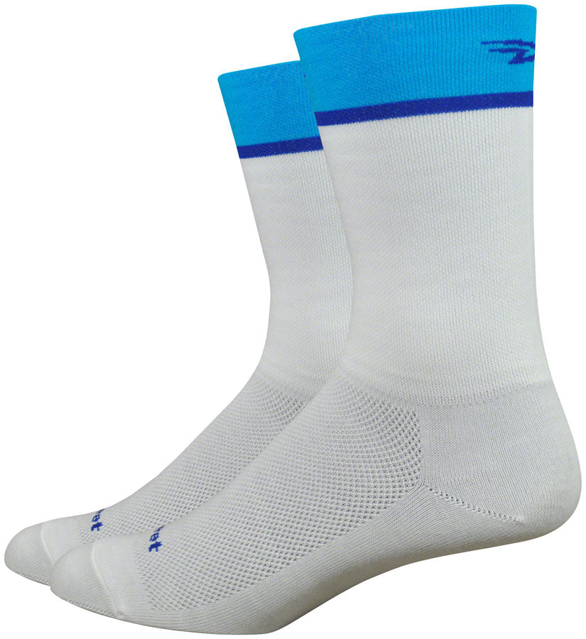 DeFeet Aireator Team Socks - 6 inch, White/Blue, Small