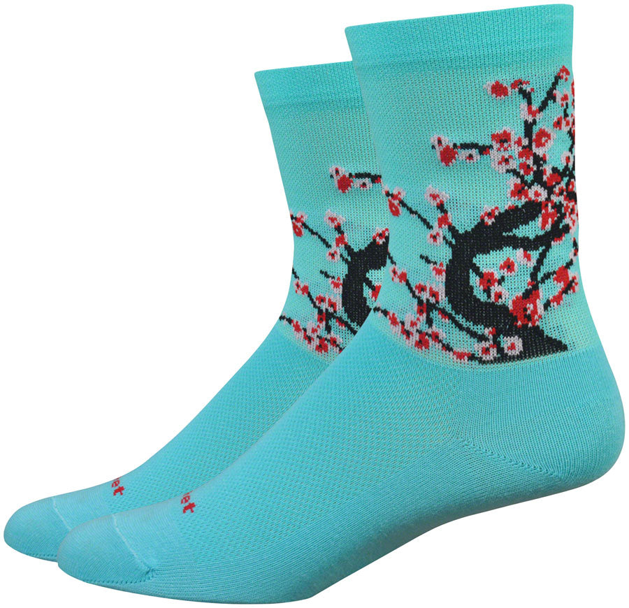 DeFeet Aireator Blossom Socks - 4 inch, Neptune/Black/Red, Women's, Small