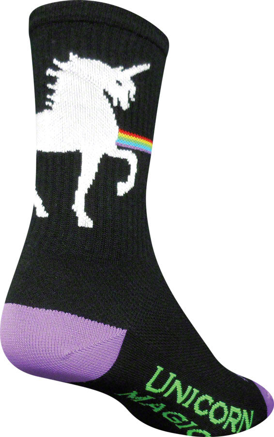 SockGuy Crew Unicorn Magic Socks - 6 inch, Black, Small/Medium
