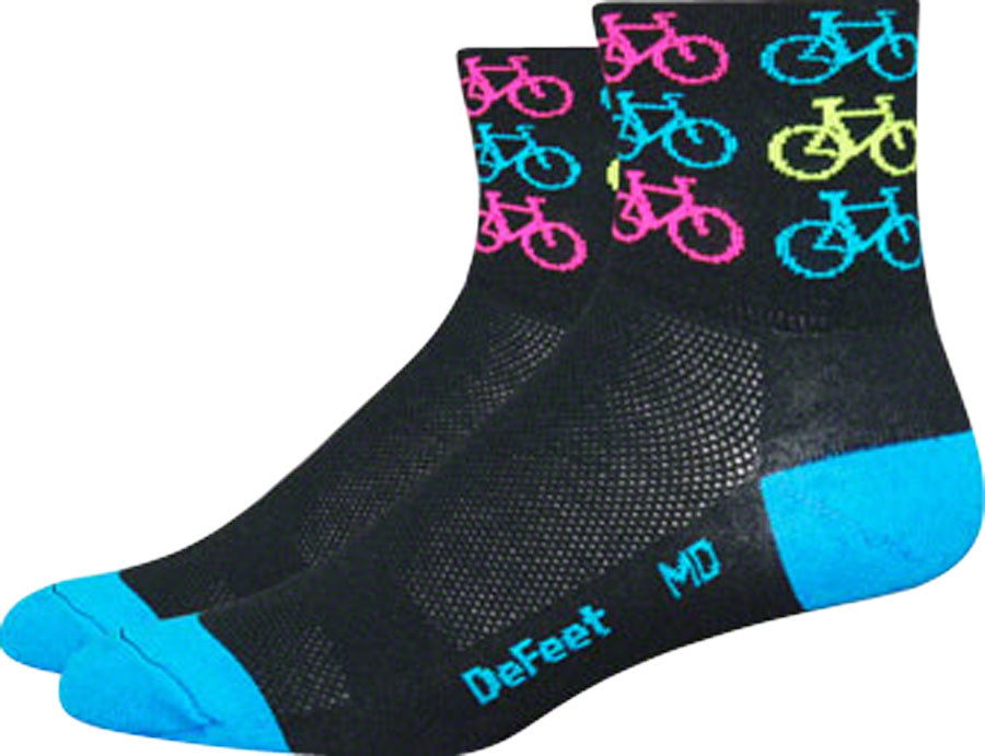 DeFeet Aireator Cool Bikes Socks - 3 inch, Blue/Black, Large