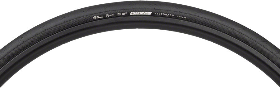 Teravail Telegraph Tire - 700 x 30, Tubeless, Folding, Black, Durable