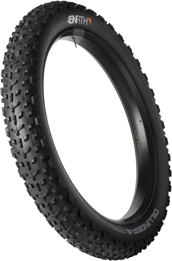 45NRTH Dillinger 4 Tire - 26 x 4, Tubeless, Folding, Black, 120tpi, 240 Concave Carbide Aluminum Studs