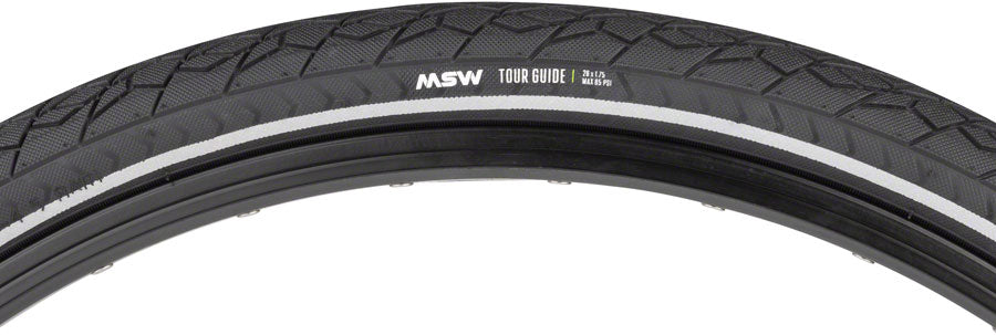 MSW Tour Guide Tire - 26 x 1.75, Black, Folding Wire Bead, Puncture Protection, Reflective Sidewall, 33tpi