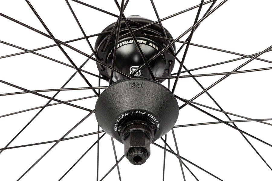 BSD XLT Revolution Rear Wheel - 20", 14 x 110mm, Rim Brake, Freecoaster, LHD, Black/Teal, 36H