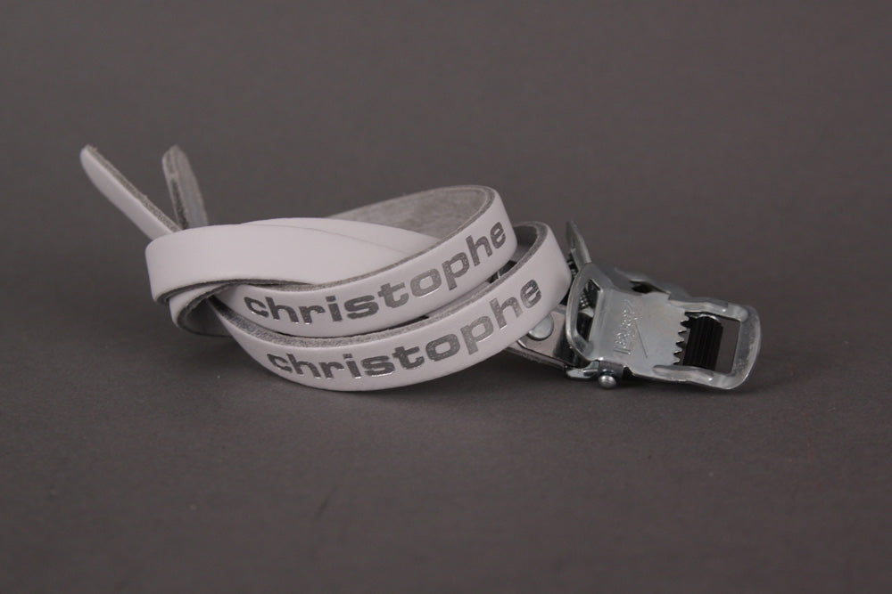 christophe pedal straps Pair Christophe white leather toe straps Made in France – Velo Mine