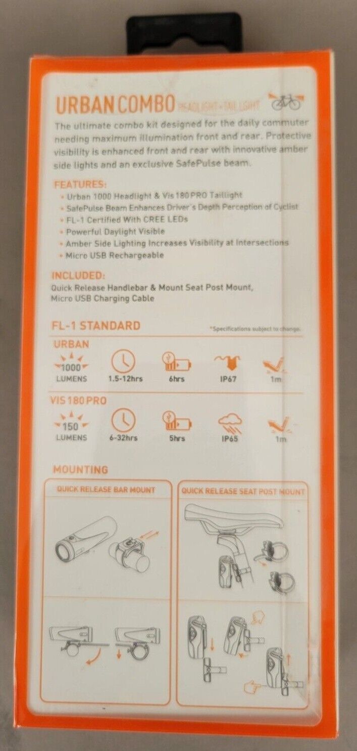 Light and Motion Vis 1000/Vis 180 Pro Combo Headlight/Taillight